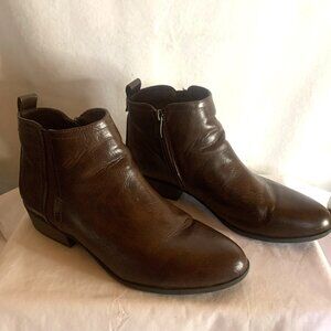 Michael Shannon Womens Boots 11 Brown Colton Side Zip Round Toe Faux Leather